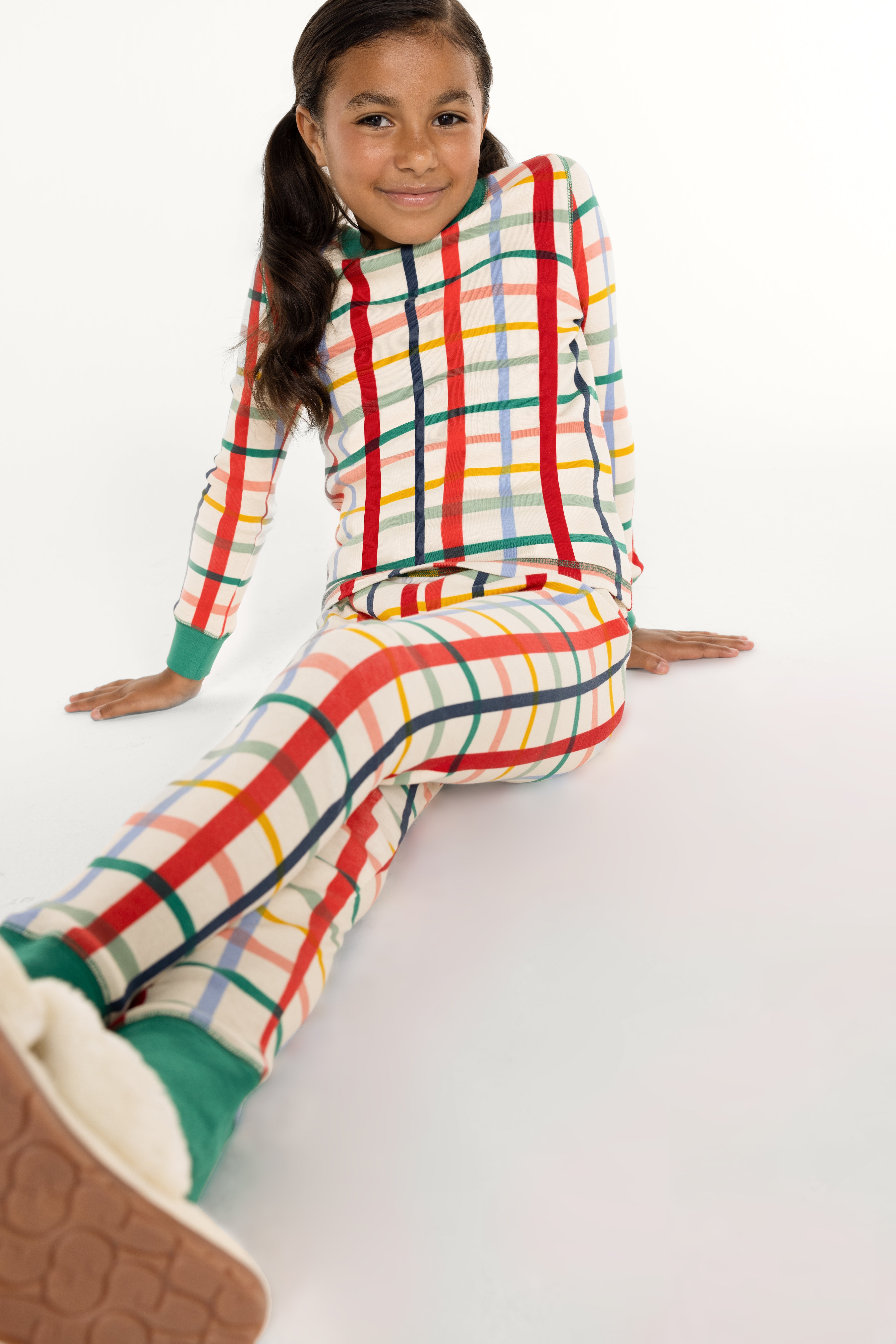 Girl plaid pajamas set hotsell